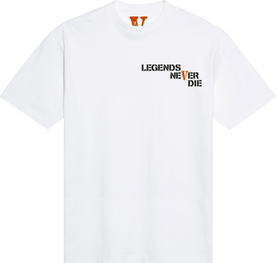 Vlone White Butterfly Legends Never Die Print T Shirt