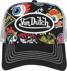 Von Dutch Black Jax Print Trucker Hat