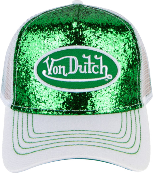 Von Dutch Green Glitter And White Trucker Hat