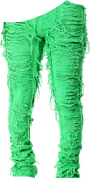 Bright Green Shredded Destroyed Jeans