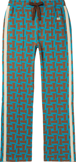 Wales Bonner Light Blue And Brown Symphony Print Trackpants
