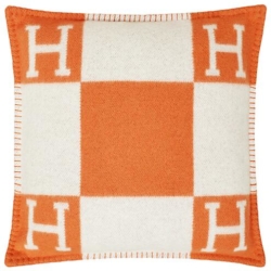 White And Orange Hermes Throw Pillow