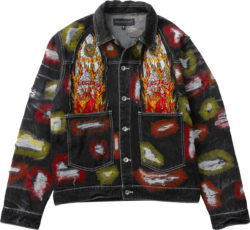 Who Decides War Black Flame Stained Glass Window Denim Jacket