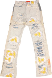 Who Decides War Beige Floral Patch Hadji Signature Flared Jeans