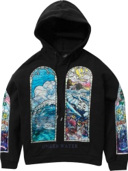 Who Decides War Black And Blue Ocean Waves Stained Glass Window Print Hoodie