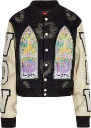 Who Decides War Black Stained Glass Patch Namesake Varsity Jacket