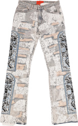 Who Decides War Blue Denim And White Lace Altar Stained Glass Patch Jeans