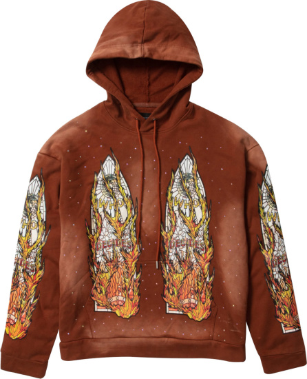 Who Decides War Brown Flame Window Patch Hoodie