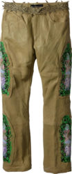 Who Decides War Olive Green Garden Stainged Glass Window Patch Pants