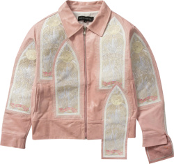 Who Decides War Pink Leather Stained Glass Patch Jacket
