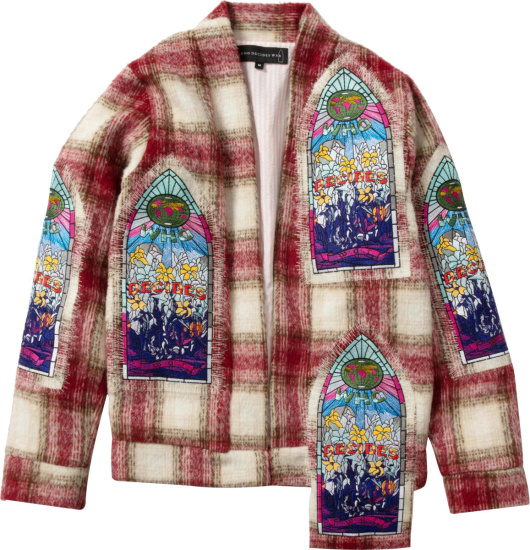 Who Decides War Red And White Flannel Stained Glass Window Cardigan