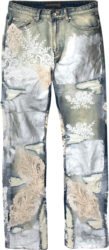 Who Decides War Silver Coated Metal Lace Jeans