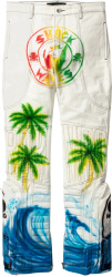 Who Decides War White Tropical Print Shock Waves Moto Jeans
