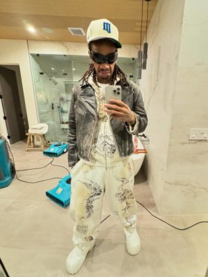 Wiz Khalifa Balenciaga Tattoo Zip Hoodie Baggy Sweatpants White Boots