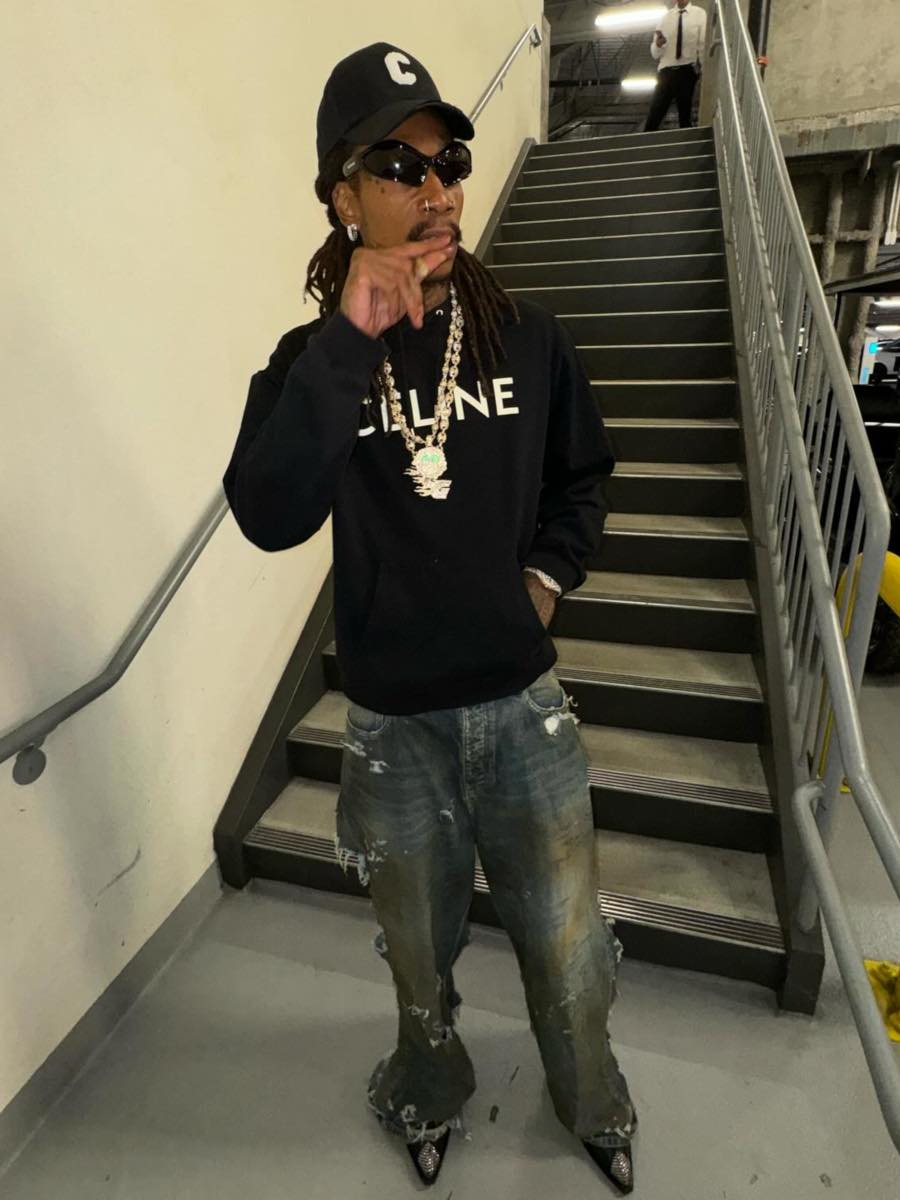 Wiz Khalifa: Balenciaga Warped Sunglasses, Celine Hoodie & Destroyed ...