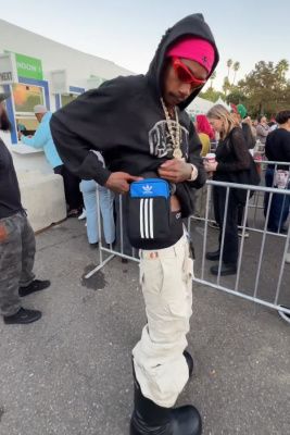 Wiz Khalifa Wearing A Chrome Hearts Beanie Bb Hoodie Cargo Pants Boots And Bag