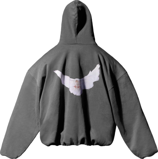 Yeezy X Gap By Balenciaga Dark Grey Dove Logo Hoodie