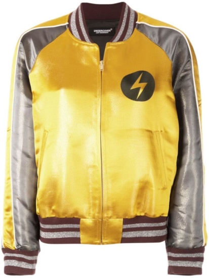 Yellow Bomber Jacket With Lightning Bolt