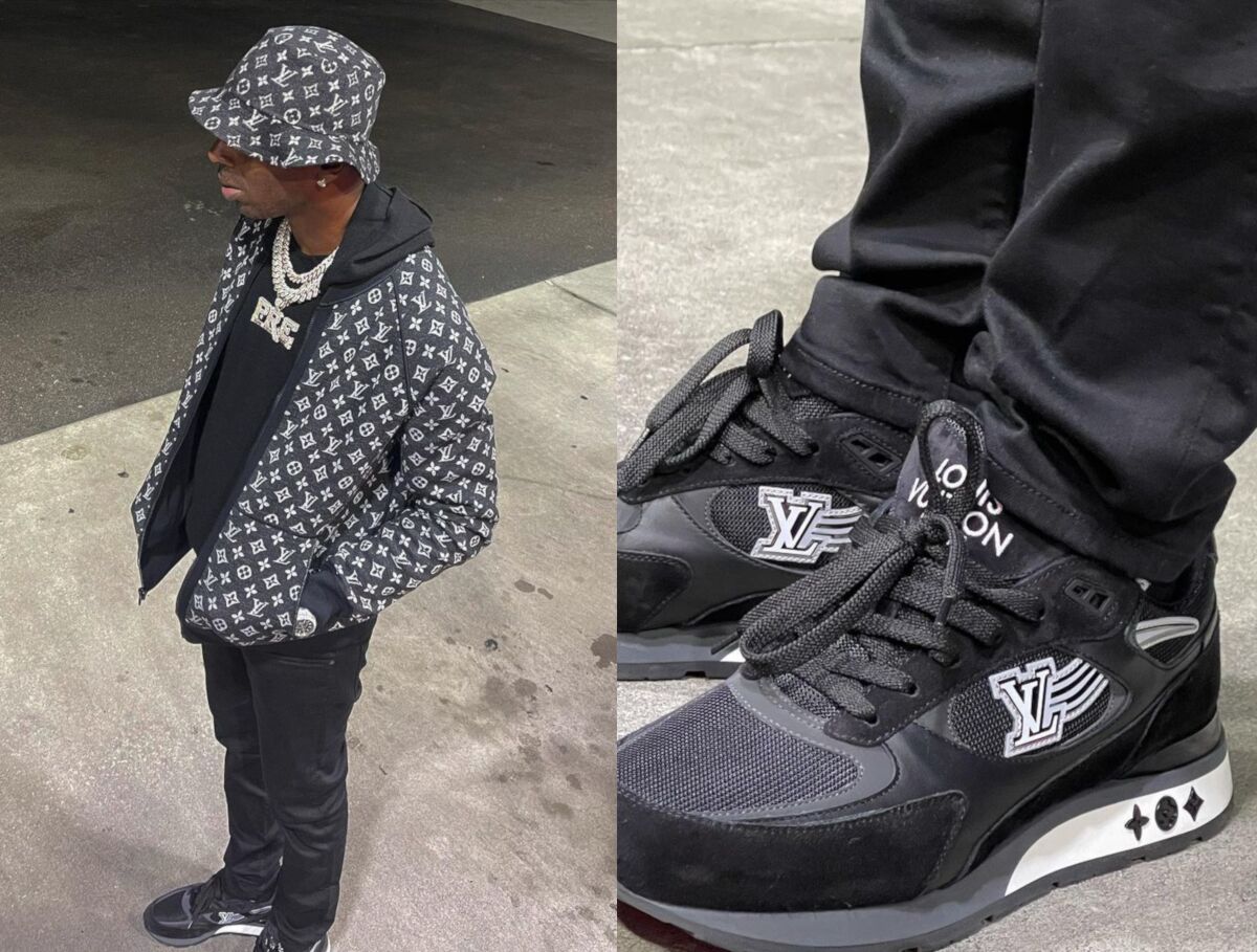 Young Dolph Wearing a Louis Vuitton Bucket Hat, Hoodie & Sneakers