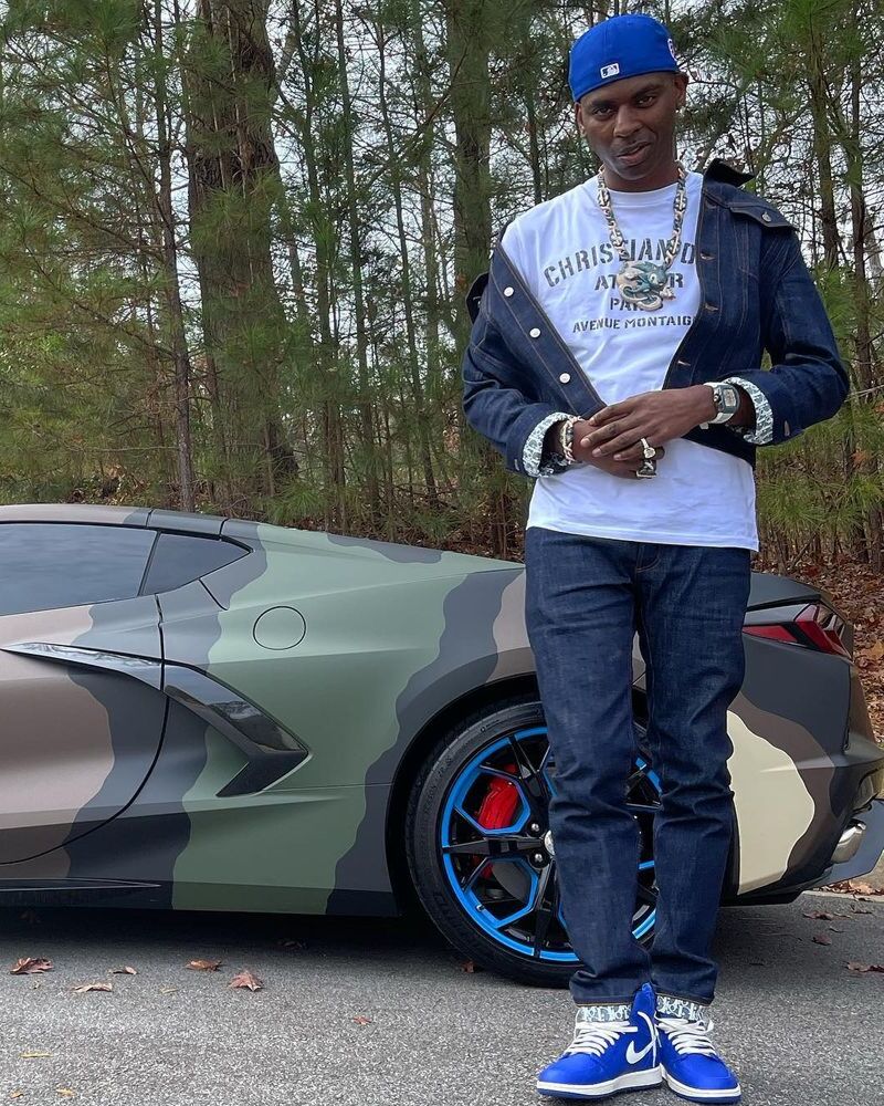 Young Dolph Wearing Dior Oblique Denim & 'Atelier' Tee With Royal Jordan 1s