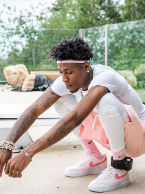 Youngboy Nba Wearing A Polo Ralph Lauren Undershirt With Nike Pink Shorts Nike Light Pink Sock And Nike Pink Paisley Af1s