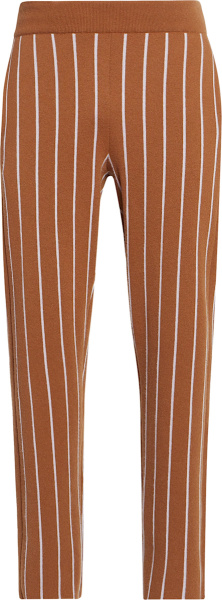 Zagna X The Elder Statesman Brown Striped Cashmere Knit Pants